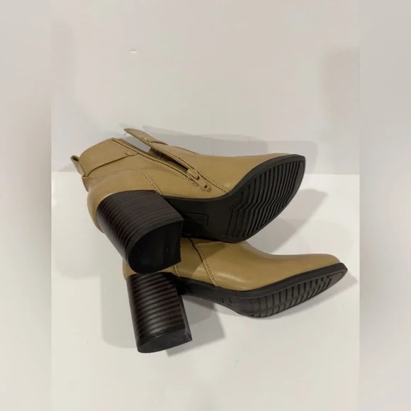 Croft & Barrow Tan Ankle Boots Women’s 5.5 Medium Block Heel Side Zip NWOT - Picture 6 of 10